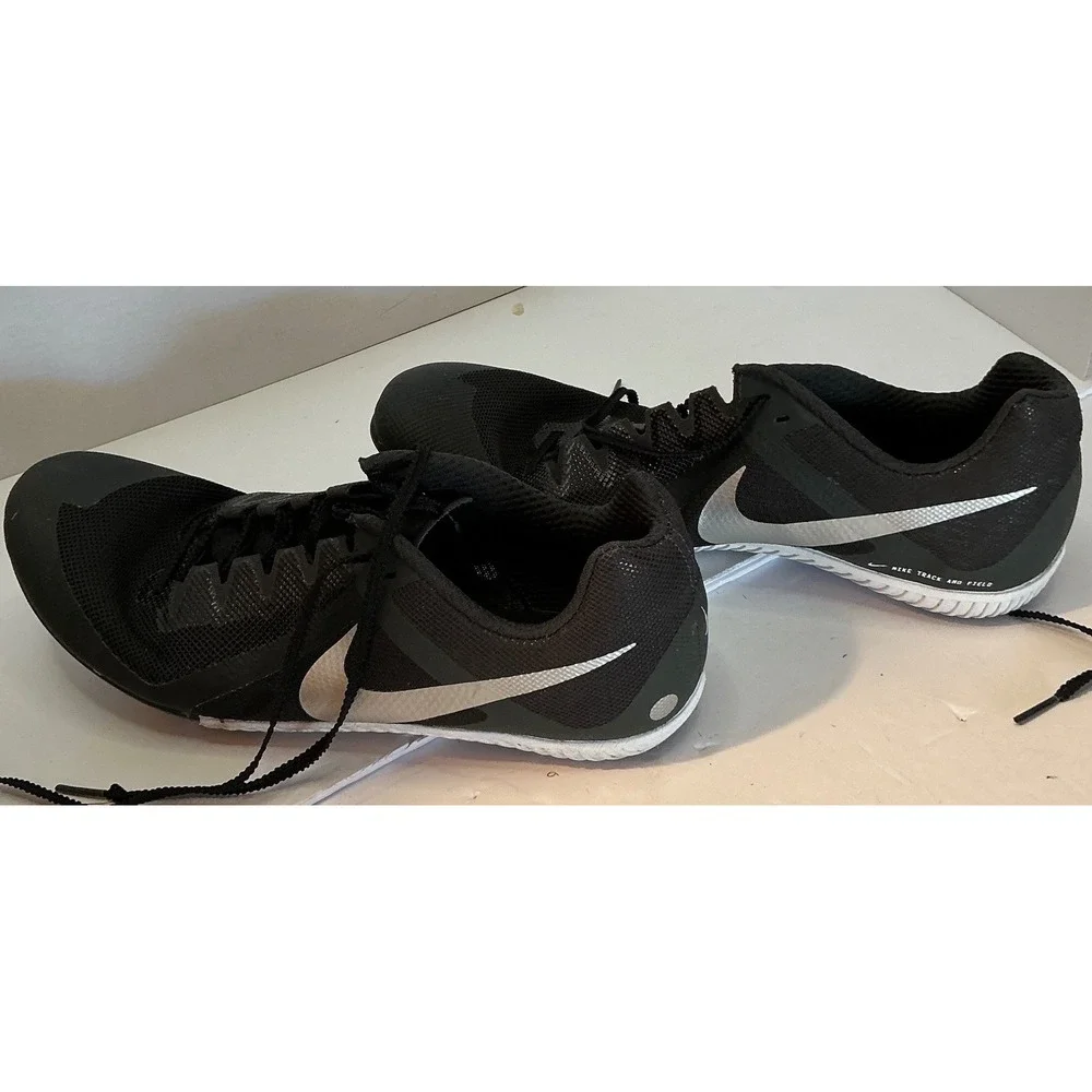 Nike Track and Field Racing Spikes Black Silver Mesh Cleats with Bag and Tool 12